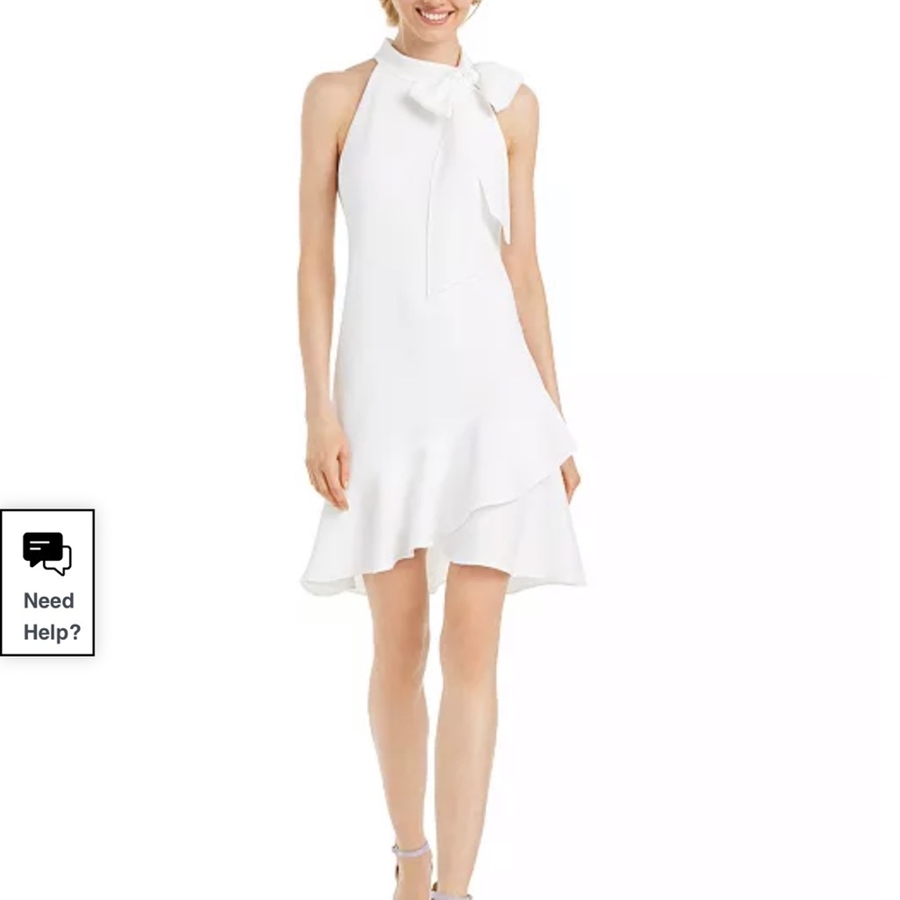 Vince Camuto Bow Neck Dress White